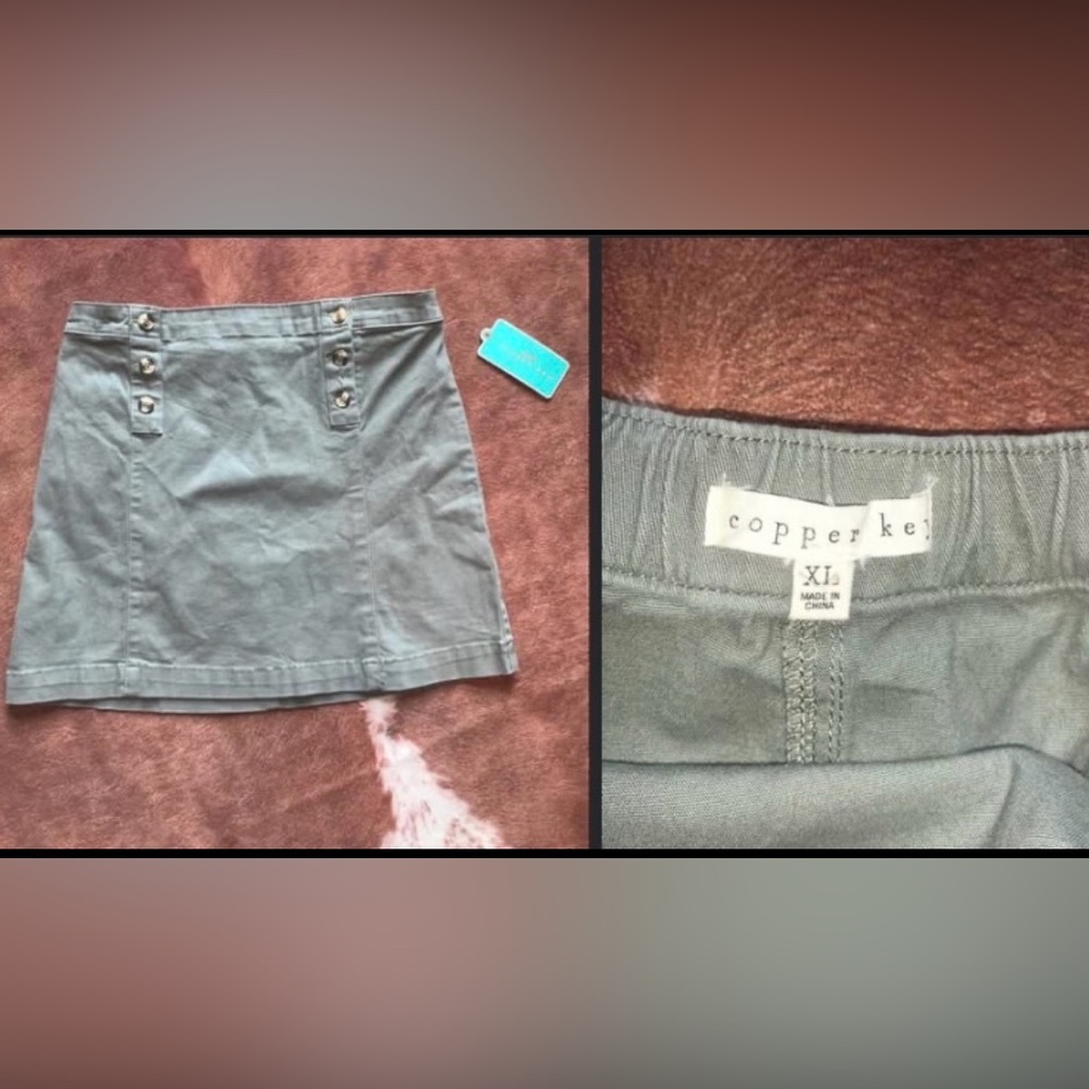NWT-Copper Key army green Buttoned Skirt size xl